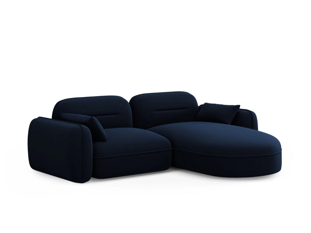 Cosmopolitan Design - Divano angolare modulare destro "Sydney" 3 posti in velluto blu reale 