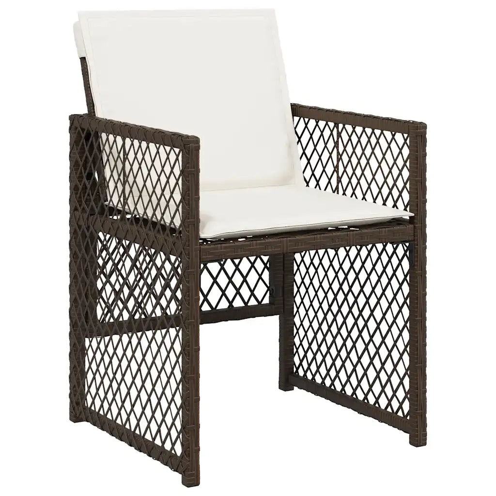 Set da Pranzo da Giardino 13pz con Cuscini Marrone Polyrattan 3210801