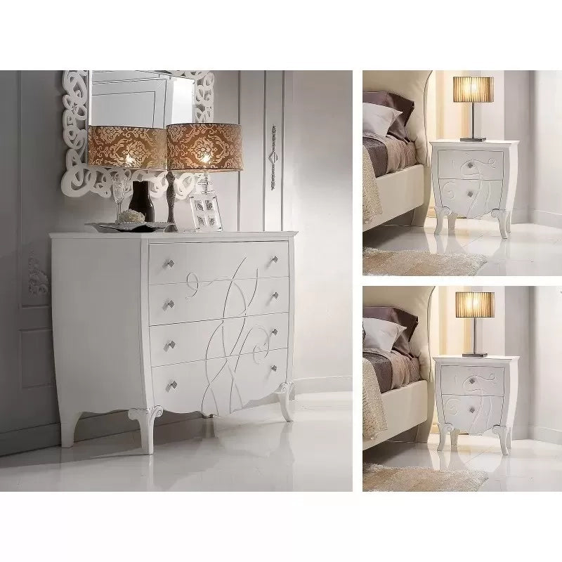 Specchiera rettangolare sagomata legno shabby bianco 115x88x1 - Mobili 2G