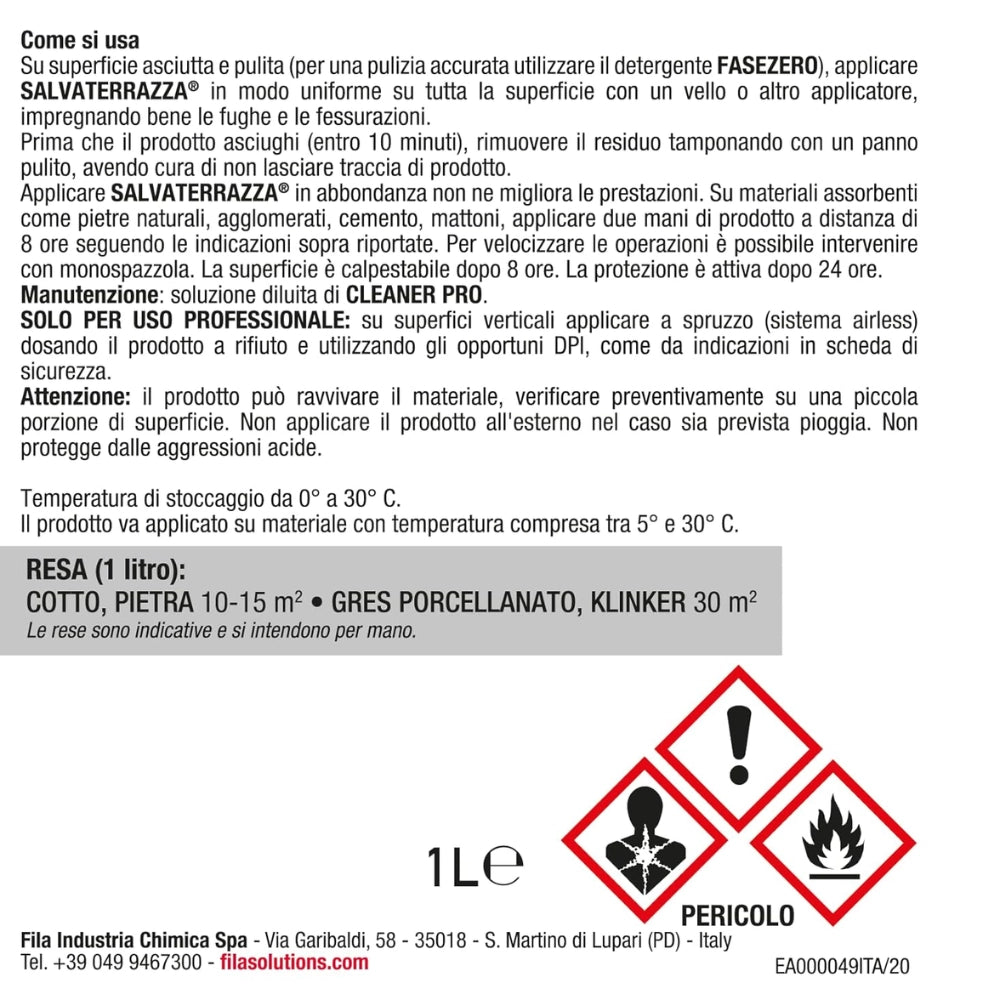Salvaterrazza protettivo anti infiltrazione idrorepellente consolidante *** formato 1 lt, confezione 1