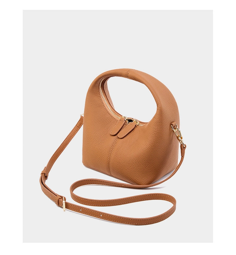 Borsa a tracolla piccola da donna in vera pelle, borsa a mano da donna in pelle bovina marrone