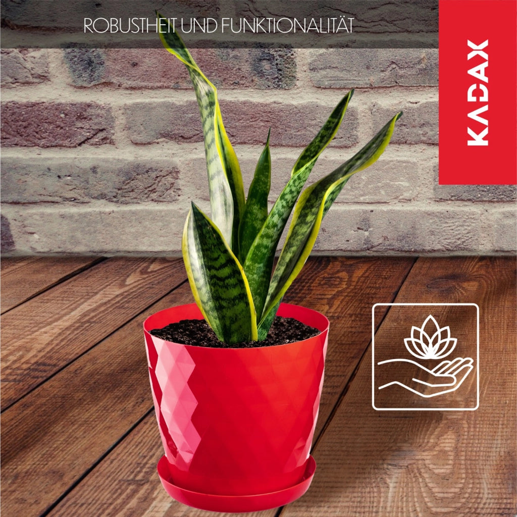 Vaso da fiori in plastica KADAX con supporto e coprivaso, 30 cm, rosso.