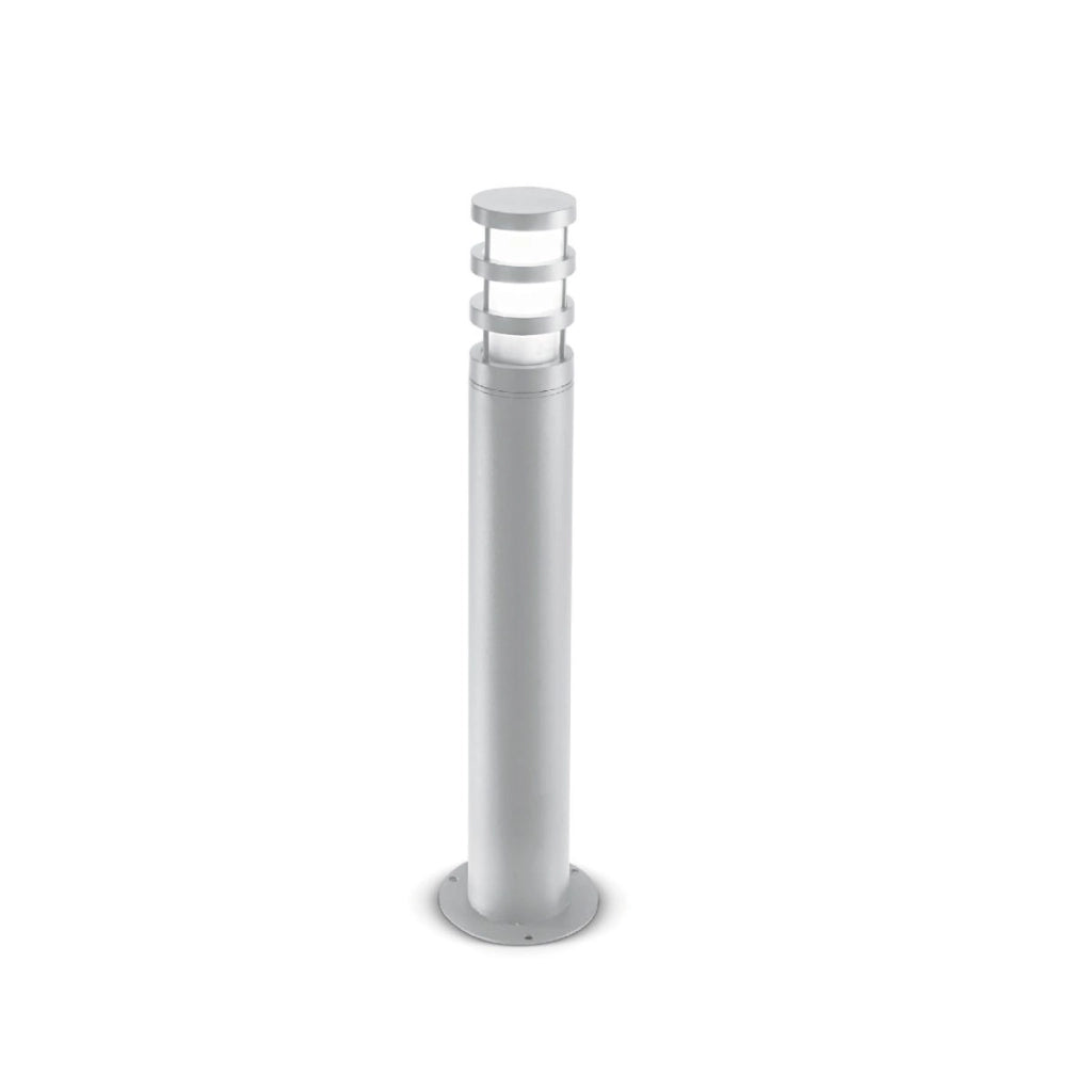 Paletto da Esterno GES012 - Lampada da Terra in Alluminio Grigio con Diffusore in Vetro Satinato, Attacco E27 IP54 - Gealuce