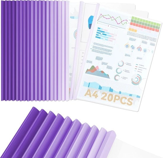 20 A4 klemrails, larghezza 10 mm, capacità di chiusura 90 fogli, A4 klemmap per ufficio, scuola, documenti, organizzatore, blu scuro