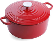 Fornello in ghisa smaltata a 24cm con coperchio - Induzione, Padella rotonda per cottura e stufato, Resistente al lavastoviglie