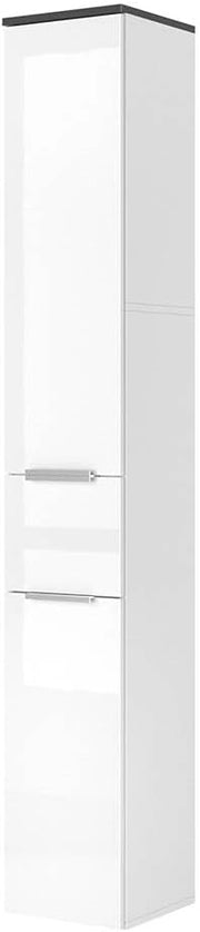 Mobile bagno alto Otis, Bianco lucido, 30 x 190 cm, per la conservazione in bagno abbinabile alla serie Otis