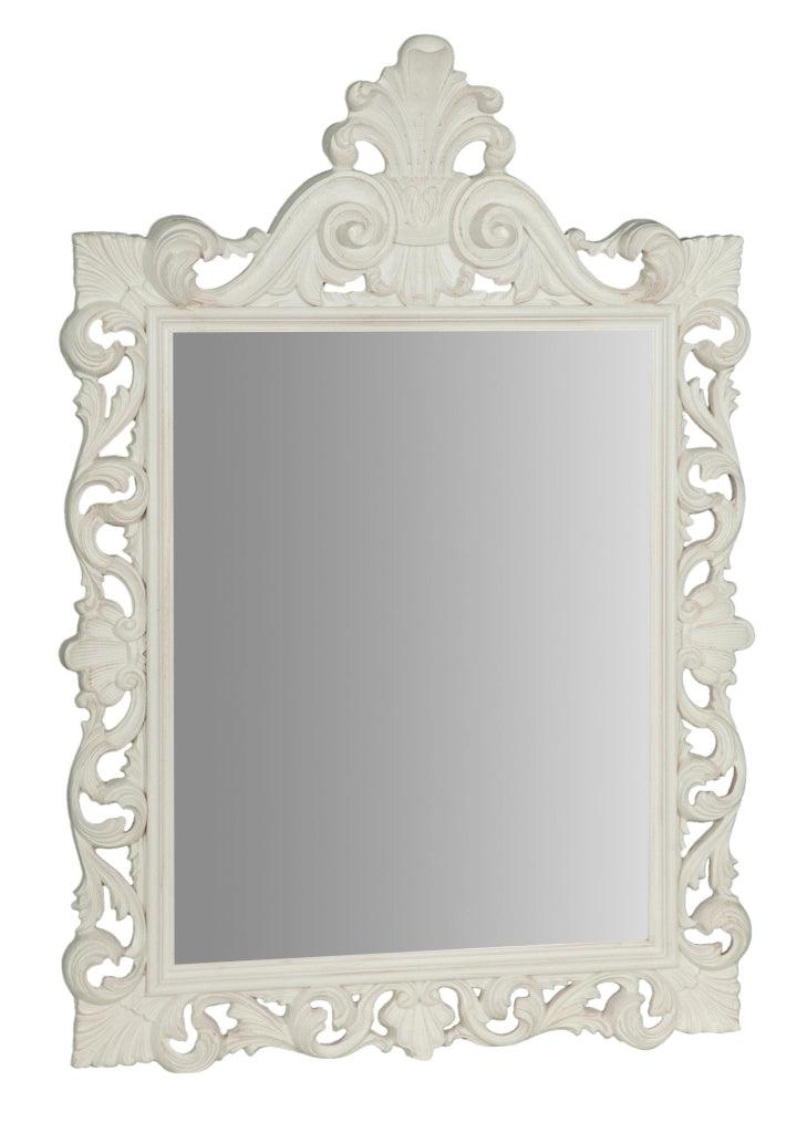 Biscottini SPECCHIERA DA PARETE IN LEGNO FINITURA BIANCA ANTICATA MADE IN ITALY realizzata