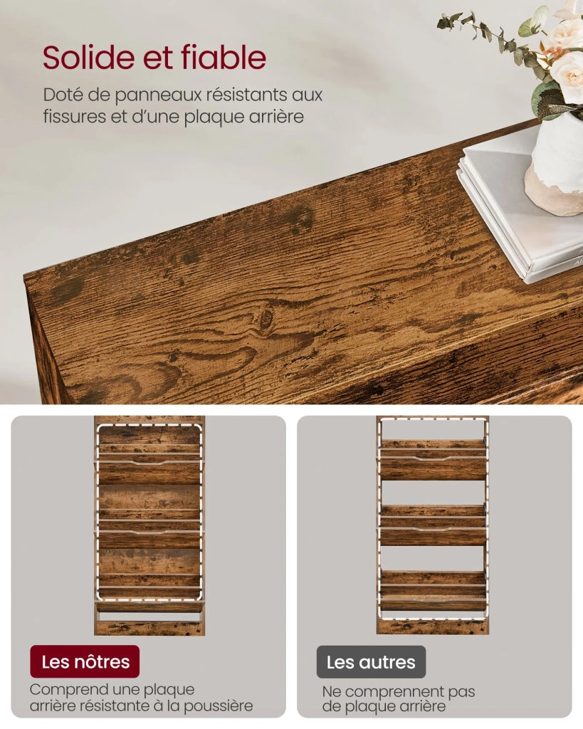 Scarpiera con 3 ante a battente ripiano per scarpe scomparto aperto divisorio regolabile da 14 a 18 paia per ingresso piccolo 24 x 60 x 130 cm marrone 12_0006360