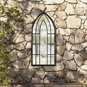 Specchio da Giardino-Specchio Decorativo-Specchio Esterno Nero 100x45 cm in Ferro per Uso Esterno 512472