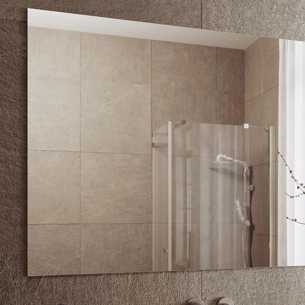 Specchio bagno Viola, Bianco, 4 x 70 cm, montabile a parete e compatibile con la collezione Viola