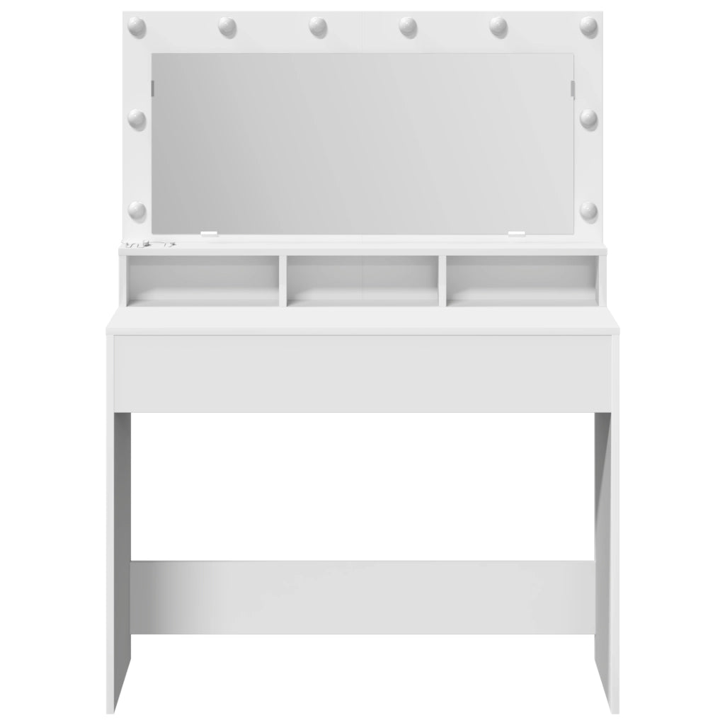 Tavolo da Trucco Bianco con Luci LED - 100x41x135 cm