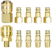 Set di connessione dell'aria 10 pezzi - Connettore rapido 1/4 pollice - Attacchi per compressore dell'aria - Accessori con valvola - Cavo interno - Finestra alta - Connettore dell'aria