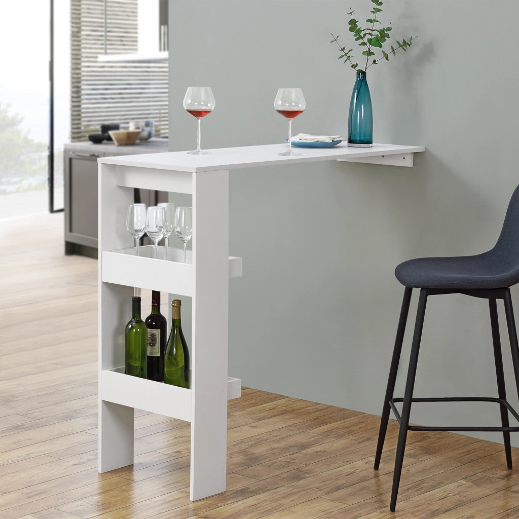 Tavolo Alto Bromölla da Bar Cucina Bancone da Parete con 2 Ripiani 120 x 45 x 106 cm - Bianco [en.casa]
