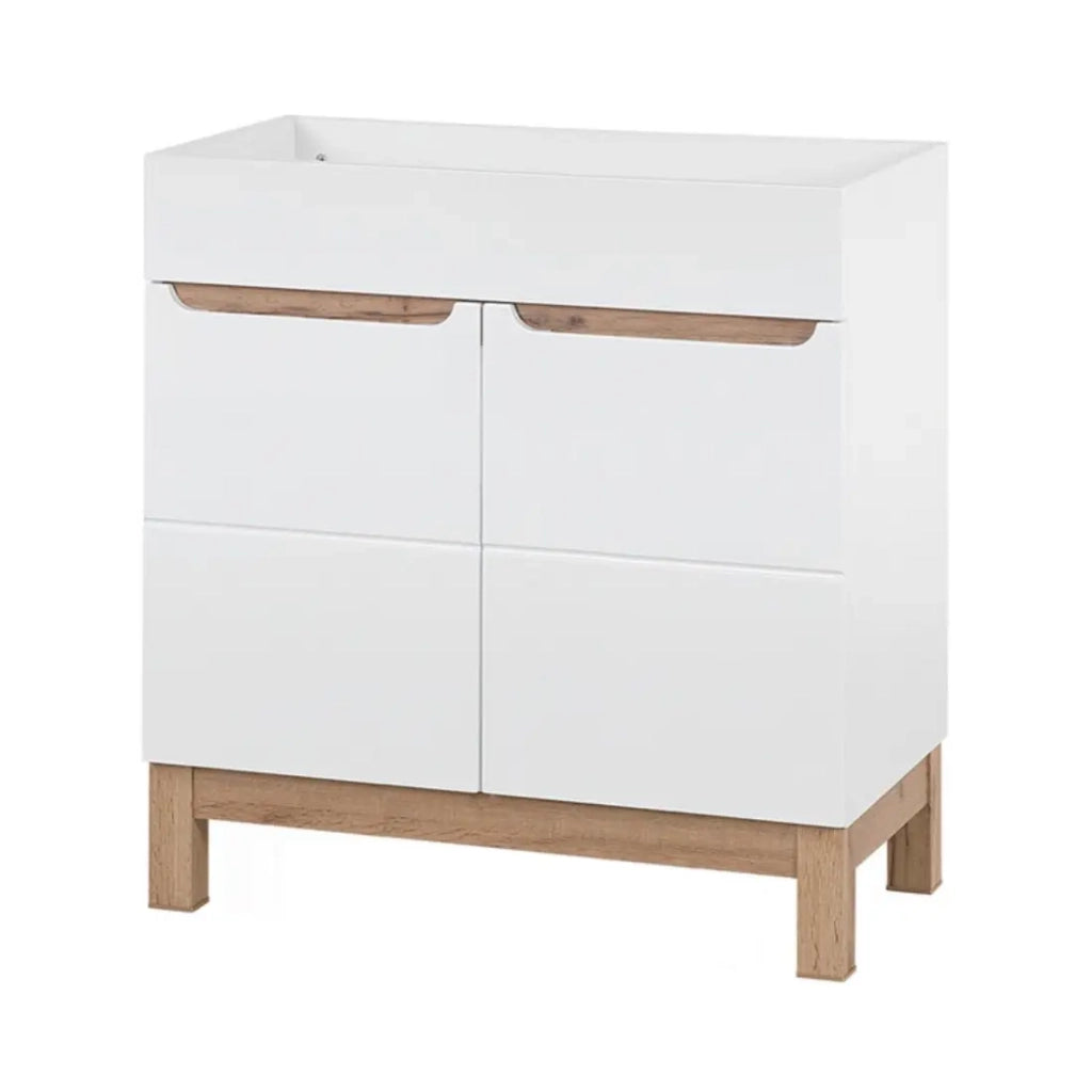 Set da bagno ERMANO: mobile sottolavabo 80cm + lavabo da incasso + sifone + colonna con cesto per la biancheria