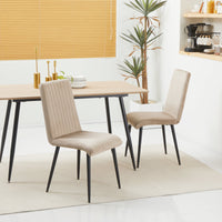 Set 2 Sedie Imbottite 43x58x90 cm in Tessuto Marrone Chiaro