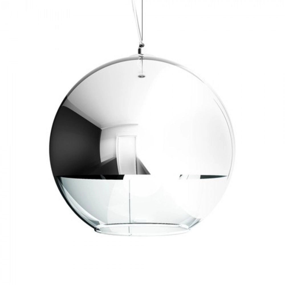 Lampadario Lampada BEAU MONDE 35 a sospensione vetro cromato/vetro trasparente 230V E27 25W