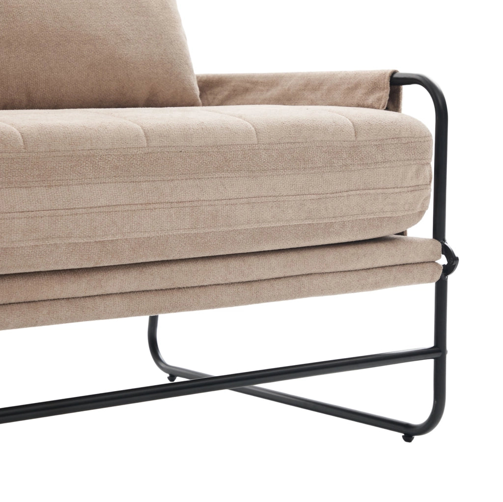 Divano letto 2 posti trasformabile in chenille kaki con struttura in metallo; 104x85x92 cm