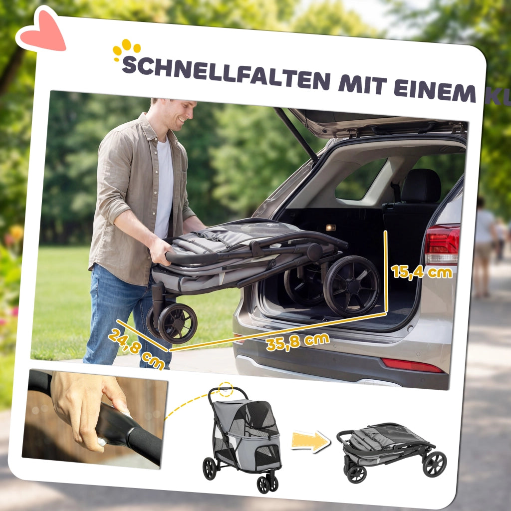 Carrello per Cani Pieghevole ¨C Zephmum ¨C Grigio