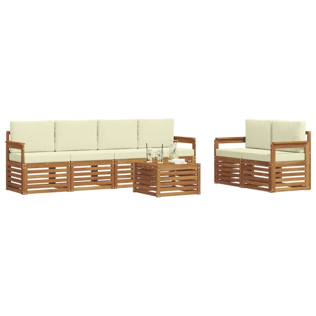 Set di divani da esterno 7 pz Naturale e Crema 3374395