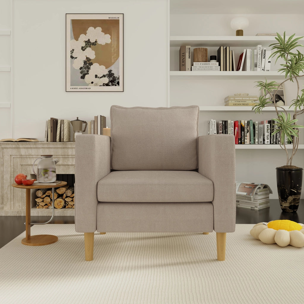 Poltrona relax con tasche laterali e cuscino; per lettura; in chenille khaki