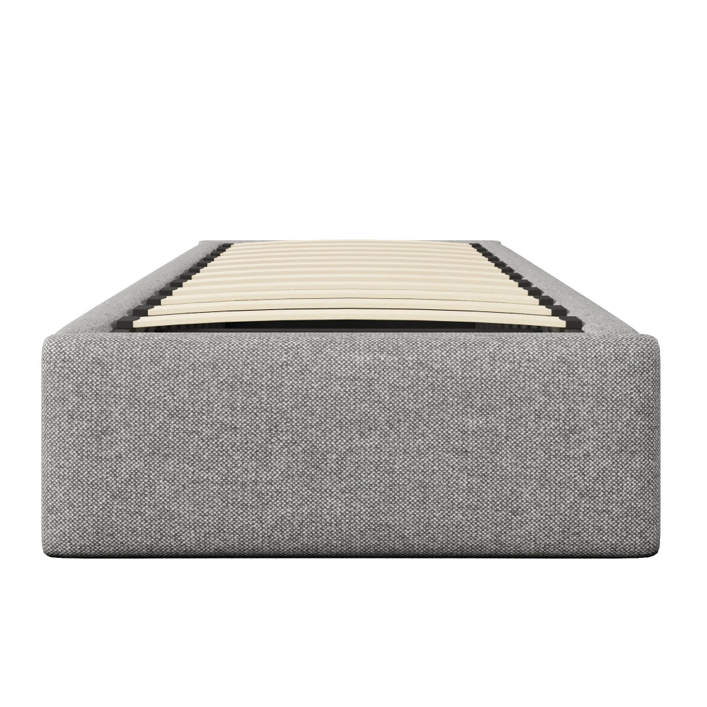 Letto imbottito 90x200 cm, letto singolo, senza testiera, con contenitore, 1 cassetti, materasso escluso, grigio