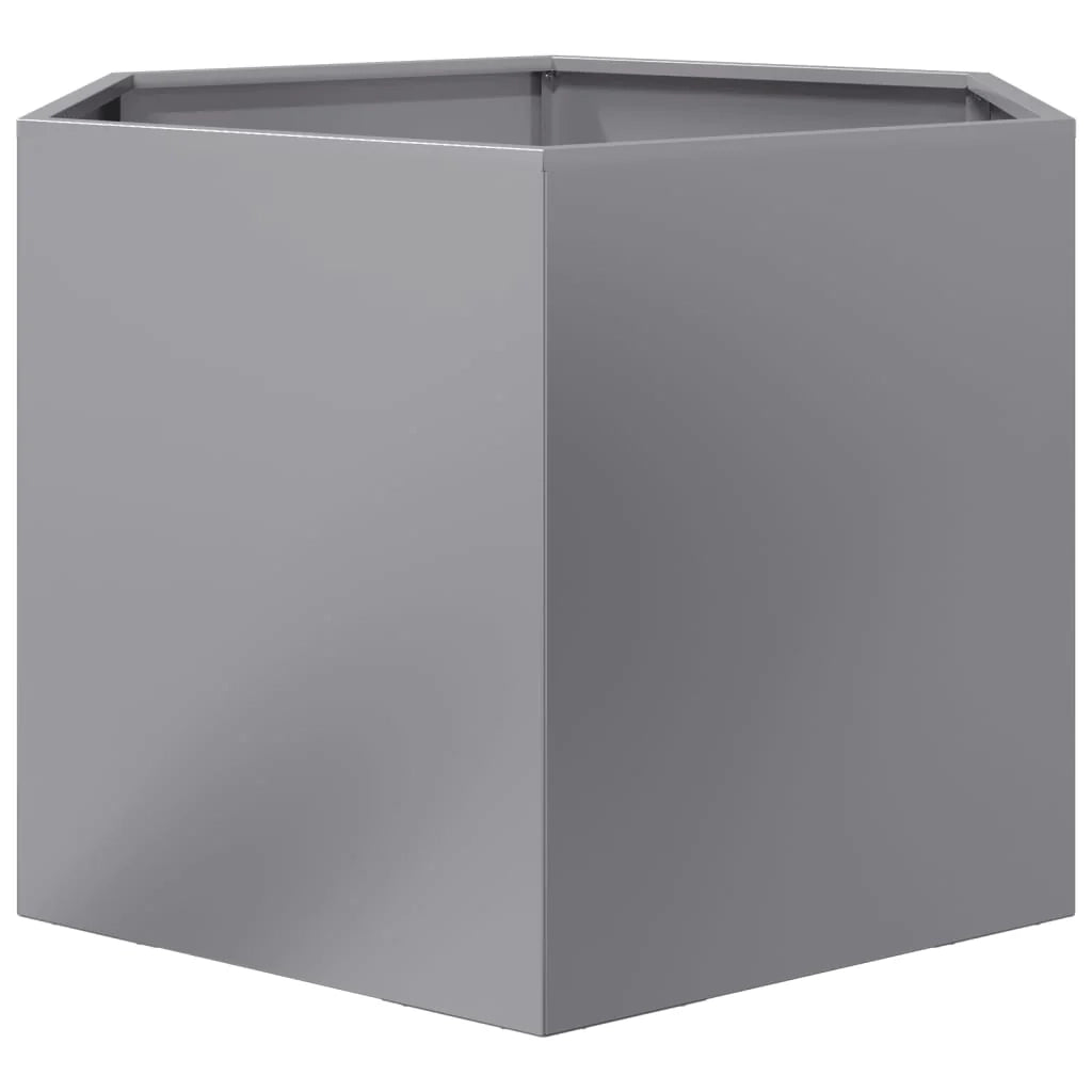 Fioriera/aiuola esagonale per piante fiori terrazza giardino 69 x 60 x 45 cm acciaio zincato argento 02_0038652