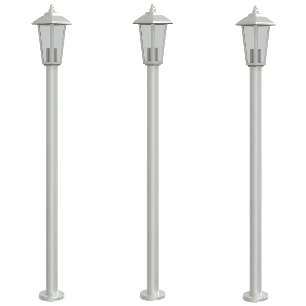 Lampade da Terra per Esterni 3 pz Argento 120cm in Acciaio Inox CFW8810111