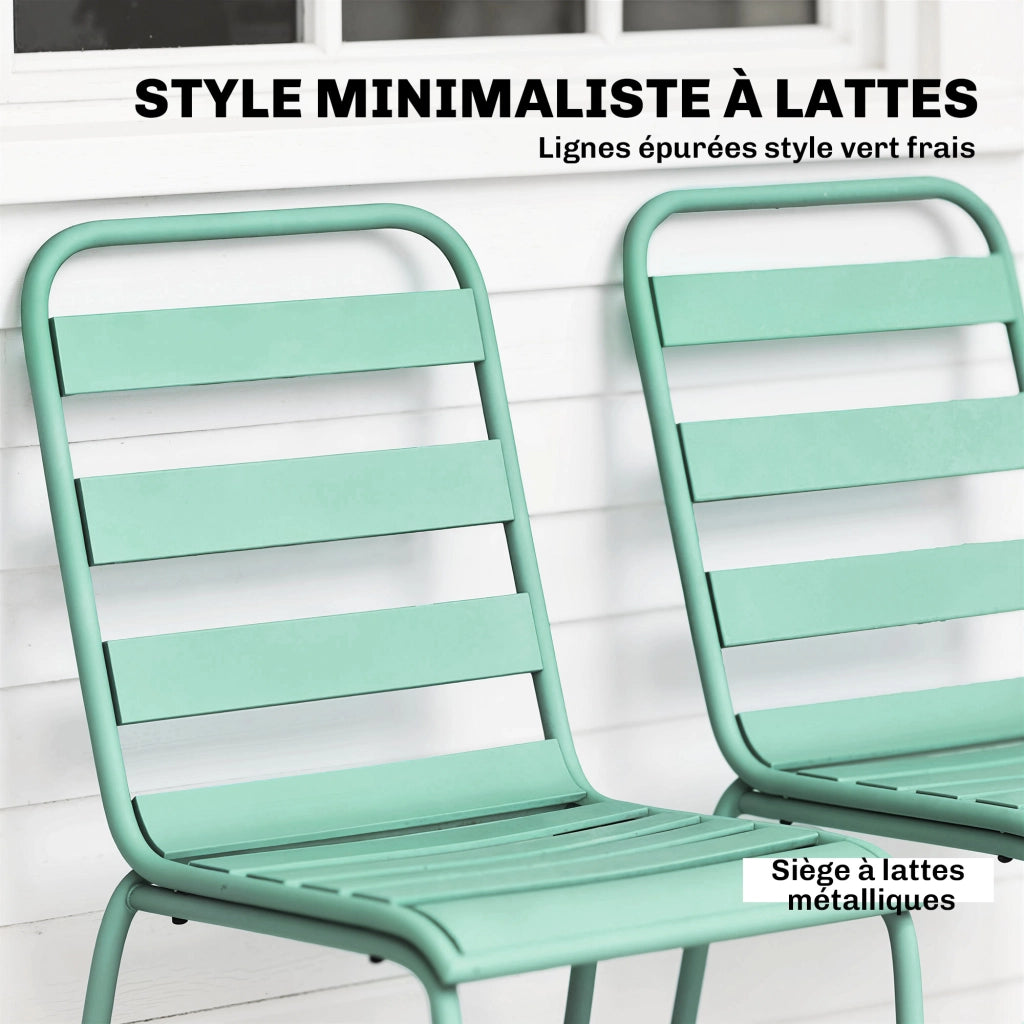 Sedia da giardino impilabile ¨C zephmum ¨C verde, metallo, lotto 2 pezzi