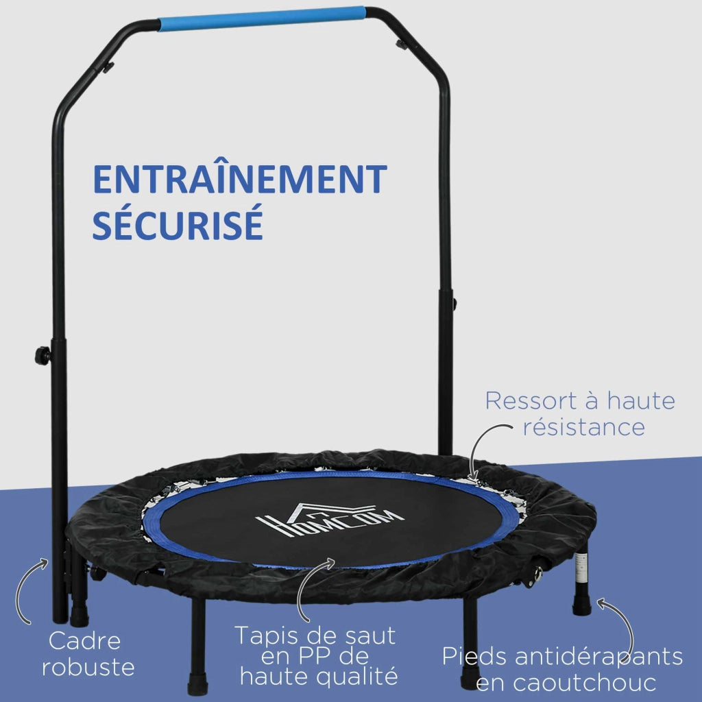 Trampolino Fitness Palestra ¨C Xylo ¨C Con Maniglia Regolabile Pieghevole ? 102 cm Nero Blu