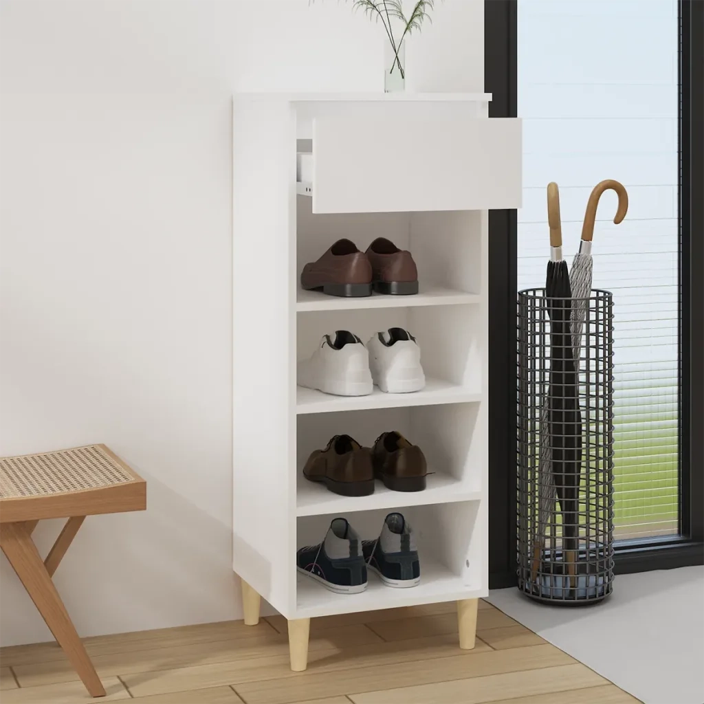 Scarpiera | Mobile per scarpe Bianca 40x36x105 cm in Legno Multistrato