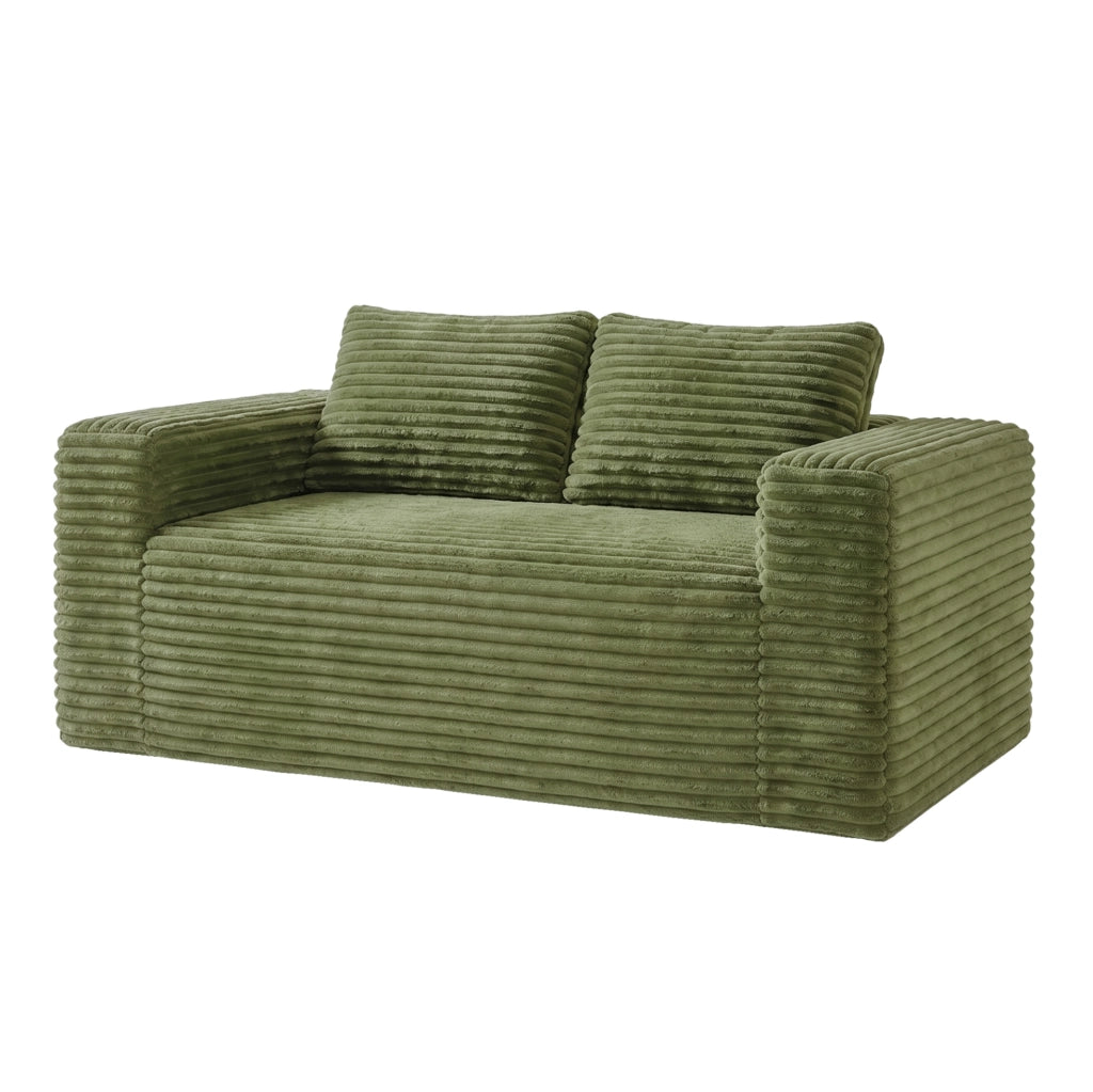 Divano 2 posti senza montaggio in schiuma ad alta densità; rivestimento in velluto a coste verde