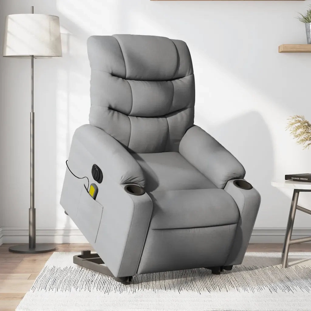 Poltrona Alzapersona Massaggi Elettrica Grigio Chiaro Tessutocod mxl 109081
