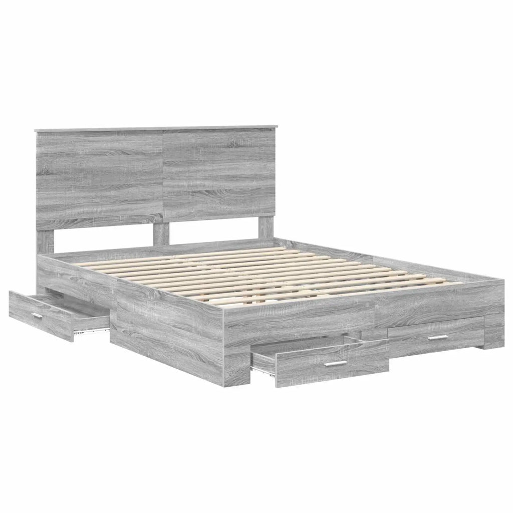 Struttura del letto con testiera Grigio Sonoma 150 x 200 cm 3411294