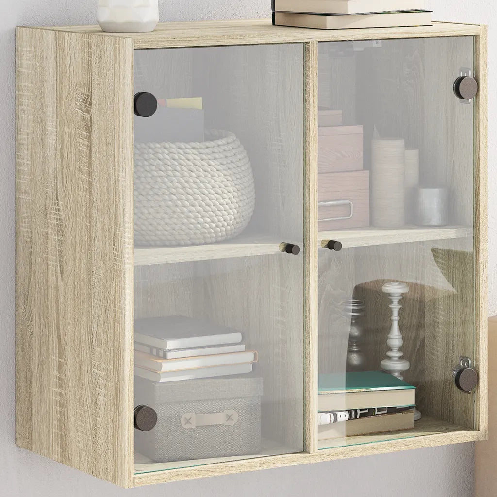 Armadietto a Muro | Mobile a Muro con Ante in Vetro Rovere Sonoma 68x37x68,5 cm