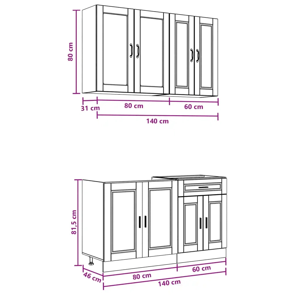 Unità Cucina PORTO 4 pcs Legno antico Legno ingegnerizzato 3438343
