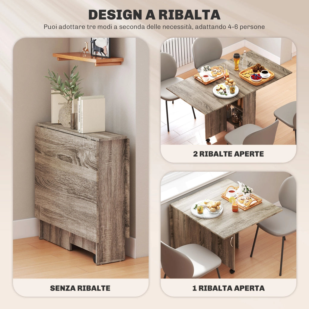 Tavolo da pranzo allungabile a ribalta in legno grigio per 6 persone ¨C Xylo ¨C 140x75x74 cm