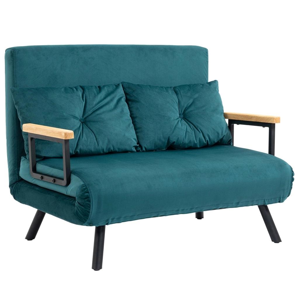 Divano Letto 2 Posti 102x73x81 cm in Tessuto Effetto Velluto Verde