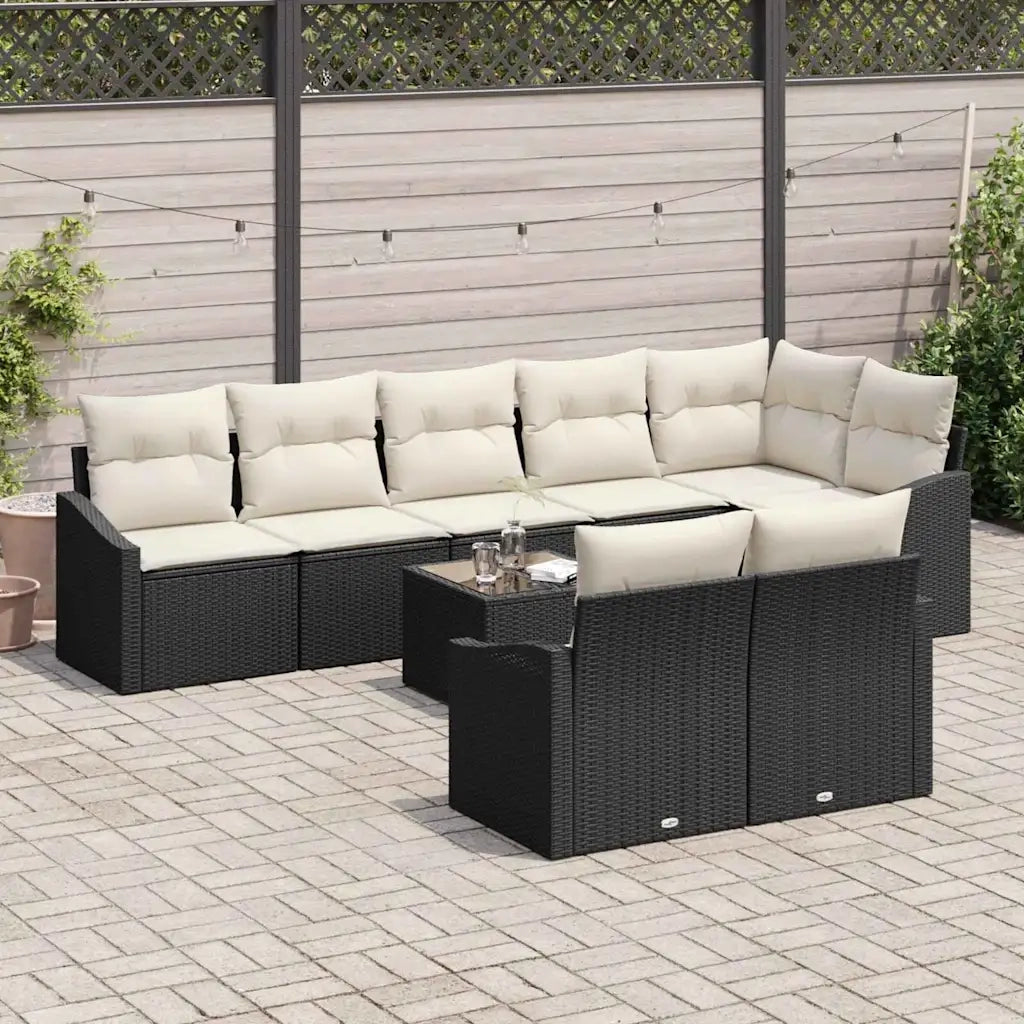Set di divani con cuscino 9 pcs Nero polyrattan 3346777