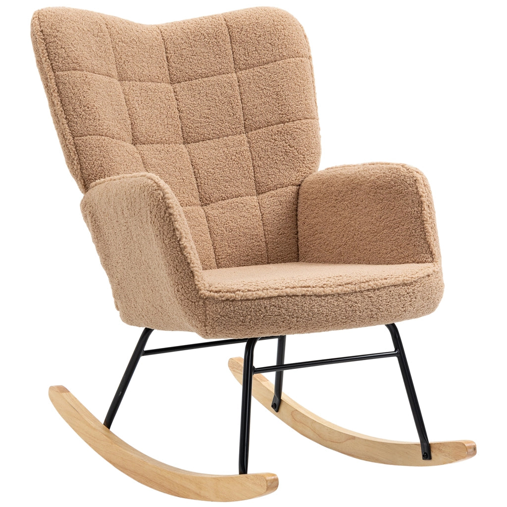 Poltrona a Dondolo Imbottita ¨C zephmum ¨C Boucl¨¦ Marrone 71x98x101