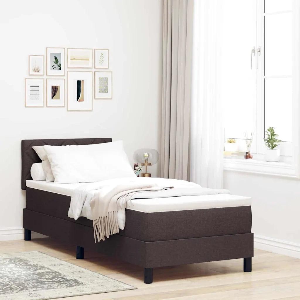 Letto a molle con materasso Marrone Scuro 80 x 200 cm Tessuto