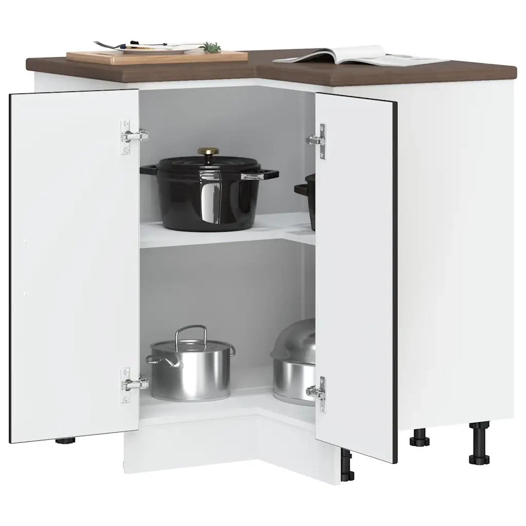 Mobile Base ad Angolo Cucina Lucca Nero in Legno Multistrato