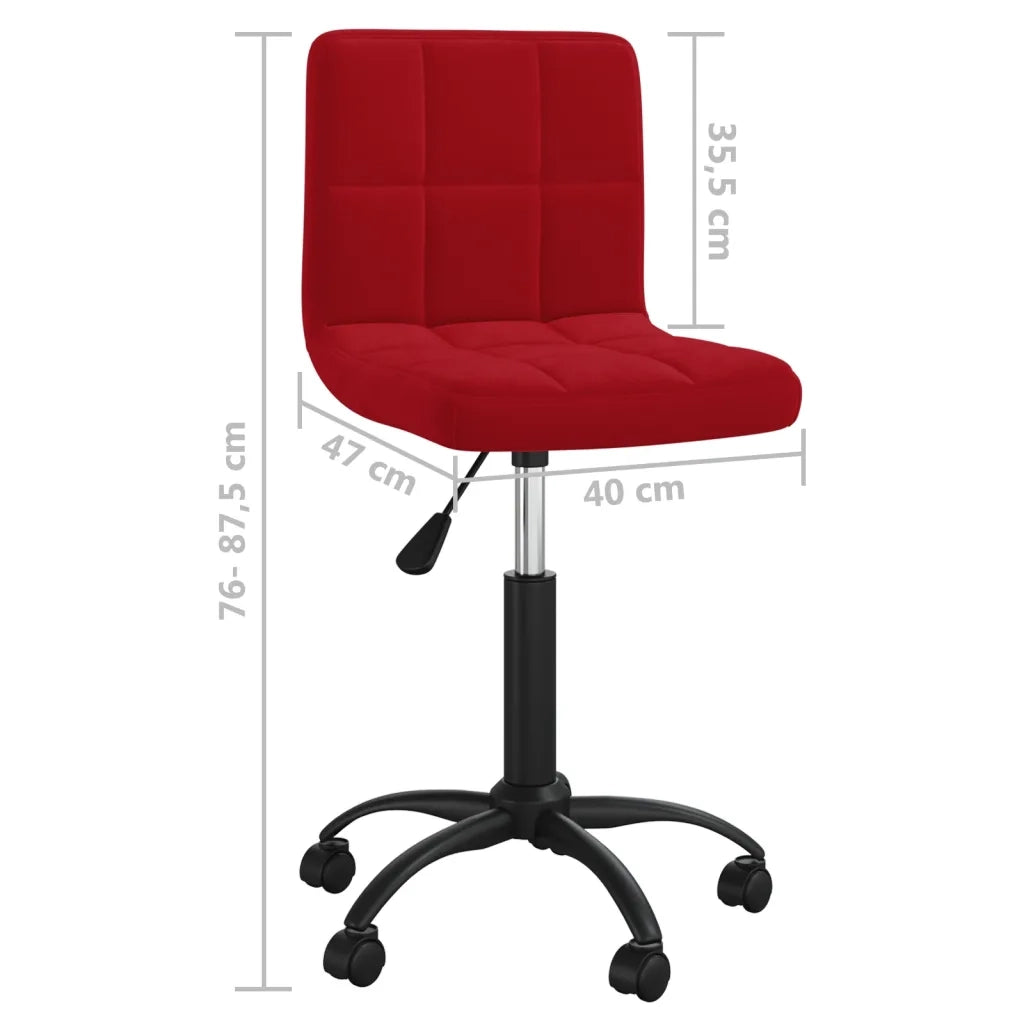 Sedia Girevole da Ufficio Rosso Vino in Velluto 334362