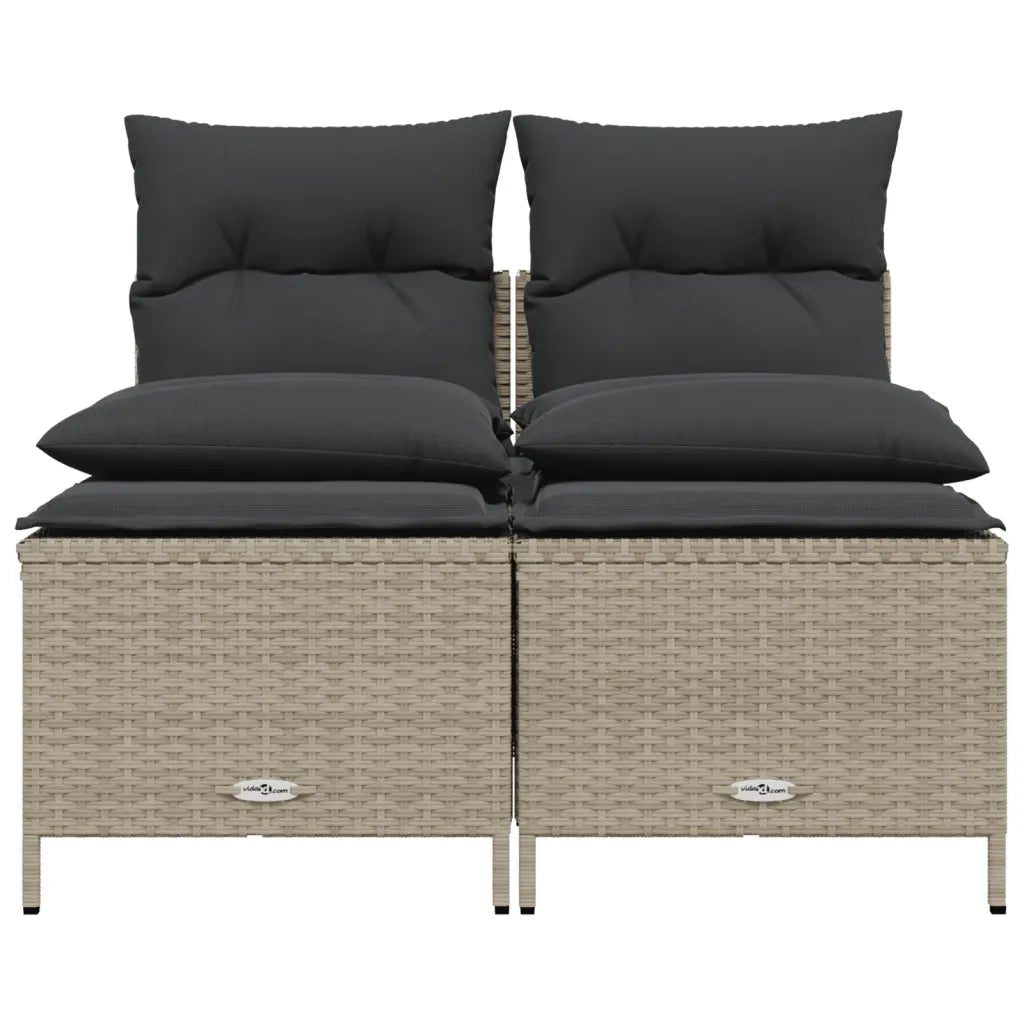 Set Divano da Giardino 4pz con Cuscini Grigio Chiaro Polyrattan