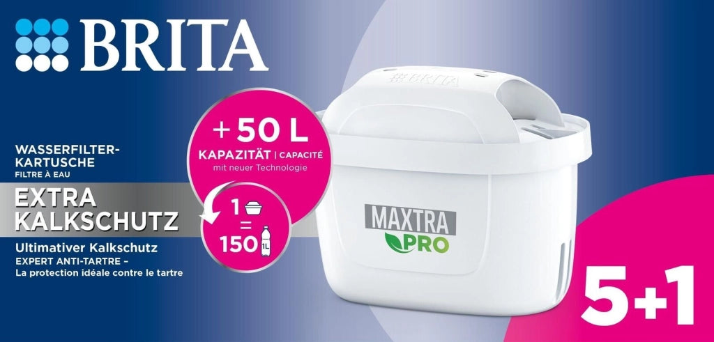 BRITA 1050844 MAXTRA PRO Extra Cartuccia Filtro Anticalcare Capacita' 150 l Compatibilita' Tutti Filtri da Tavolo Brita colore Bianco