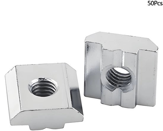 T-moer per profilo in alluminio - 50 pezzi - con T-noti per accessori - per macchina CNC - con scatola di trasporto chiara - mozzo di fissaggio
