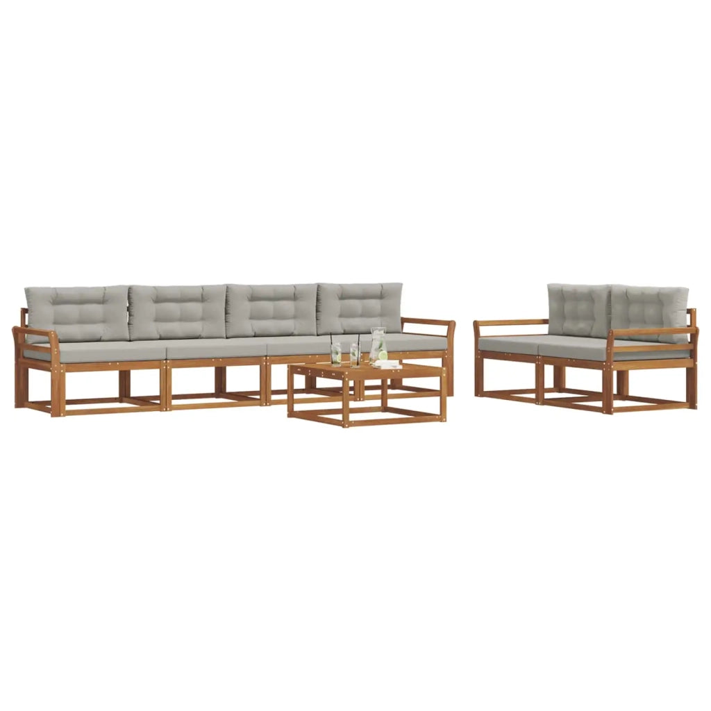 Set di divani da esterno 7 pcs Grigio Naturale e Chiaro 3367229
