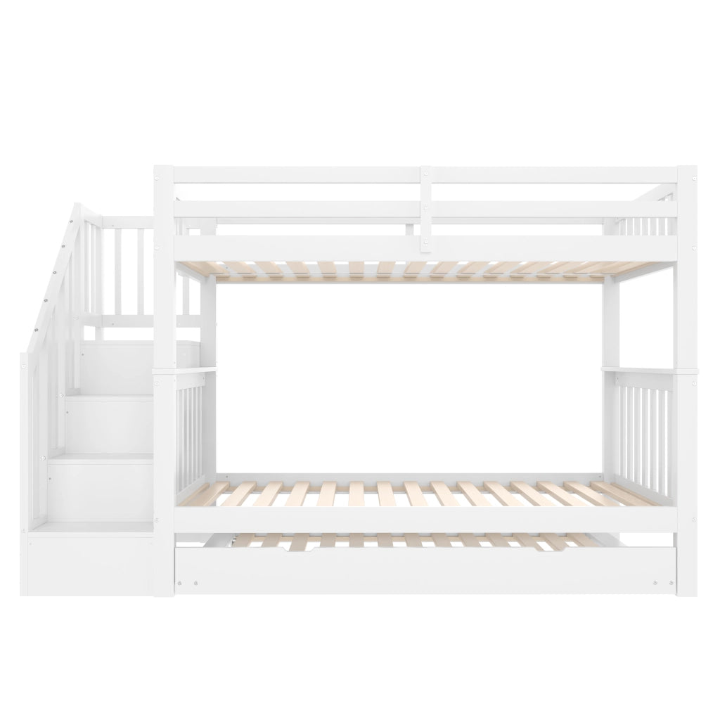 LETTO a castello 90x200 cm con letto estraibile, scala-ripiano, bianco