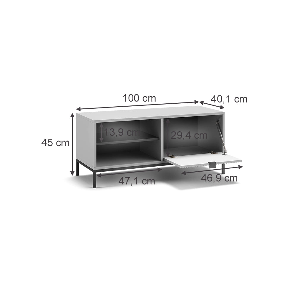 Vicco Panca scarpiera da ingresso Grigio 100 x 45 cm con porta a soffietto