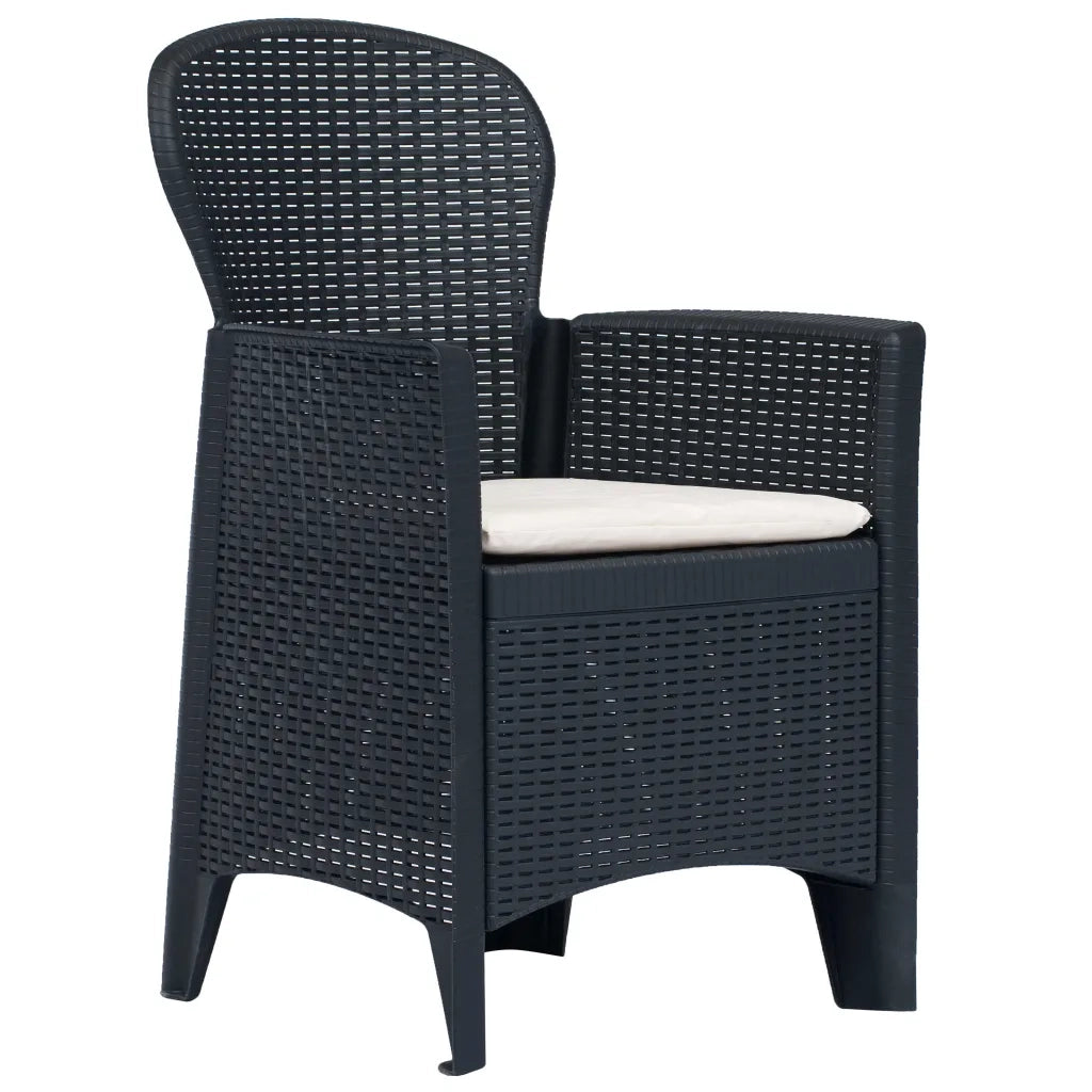Set da Bistrò 3 pz in Plastica Stile Rattan Antracite 276113
