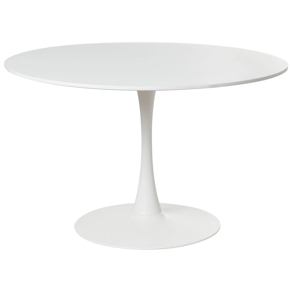 Tavolo da pranzo rotondo Piano in MDF bianco ø 120 cm Base in metallo 4 posti Cucina